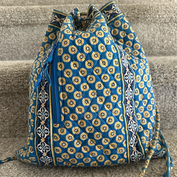 Vera Bradley Handbags - Vera Bradley Blue and Yellow Patterned Drawstring Backpack